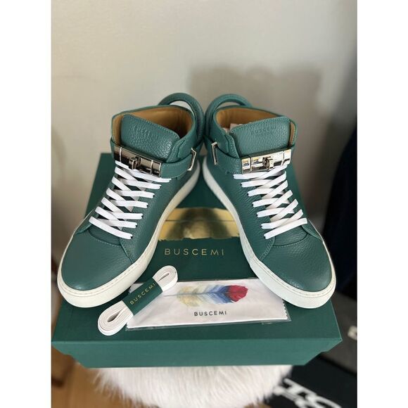 BUSCEMI Mid Sneaker, Women’s Italian Leather Hightop , Size 38 (Euro) Petrol NWT - Picture 14 of 17
